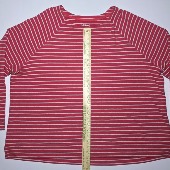 L.L. Bean Womens Red and Gray Striped Long Sleeve Pullover Size 3X Regular - Picture 10 of 11